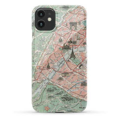 Vintage Paris Map Phone Case